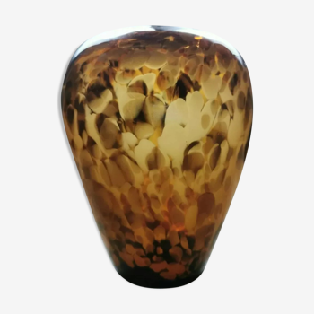 Vintage vase amber and sequined glass