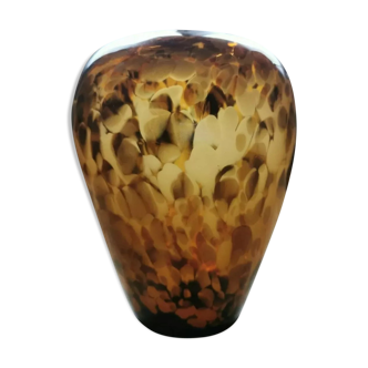 Vintage vase amber and sequined glass