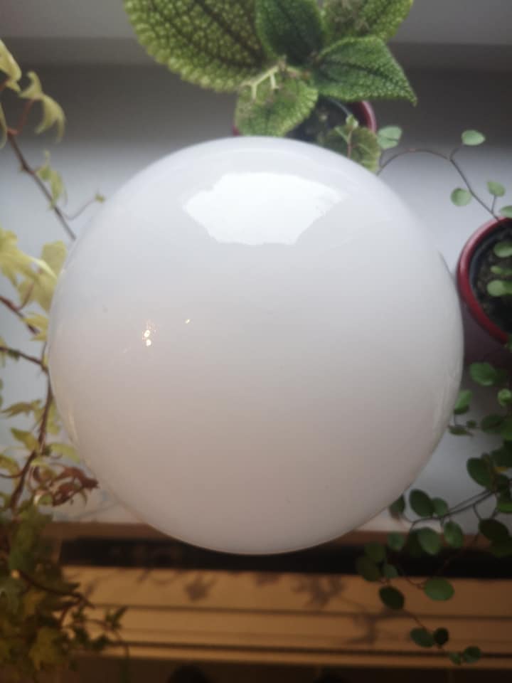 Ceiling lamp old opaline globe white base metal art deco 1930 ø 15 cm 1