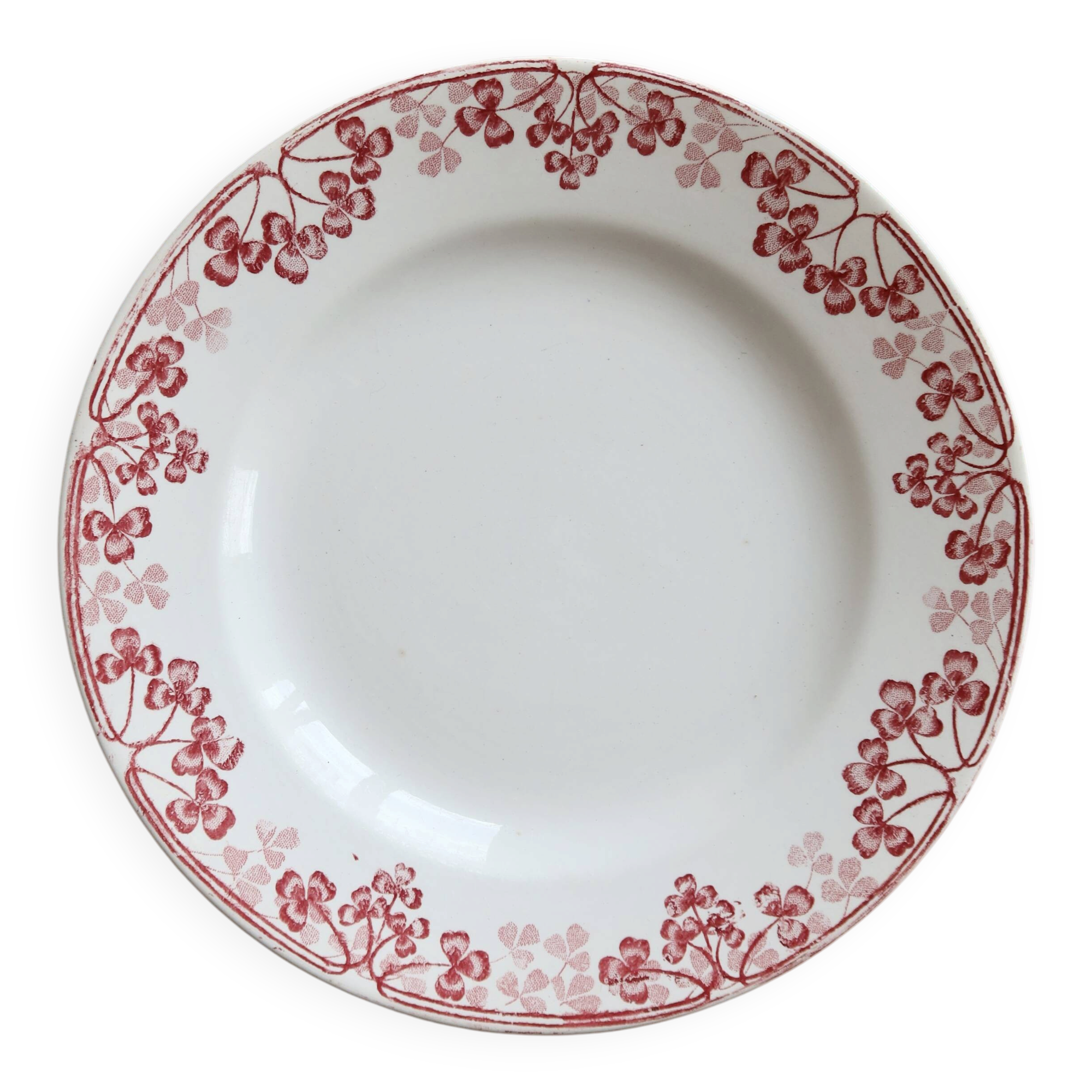 Dessert plate ironstone Sarreguemines U&C model Vichy red