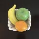 Corbeille panier coupe fruits - trompe l'oeil - céramique - vintage 70/80 -