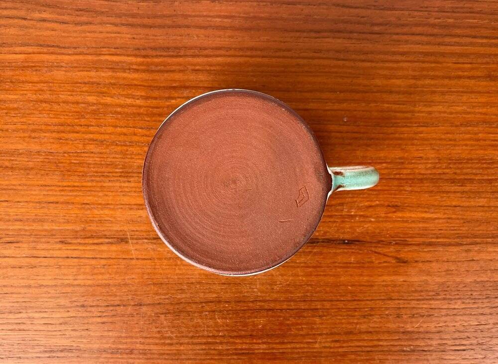 Mid-century modern studio pottery mug by Monika Maetzel, 1960s.