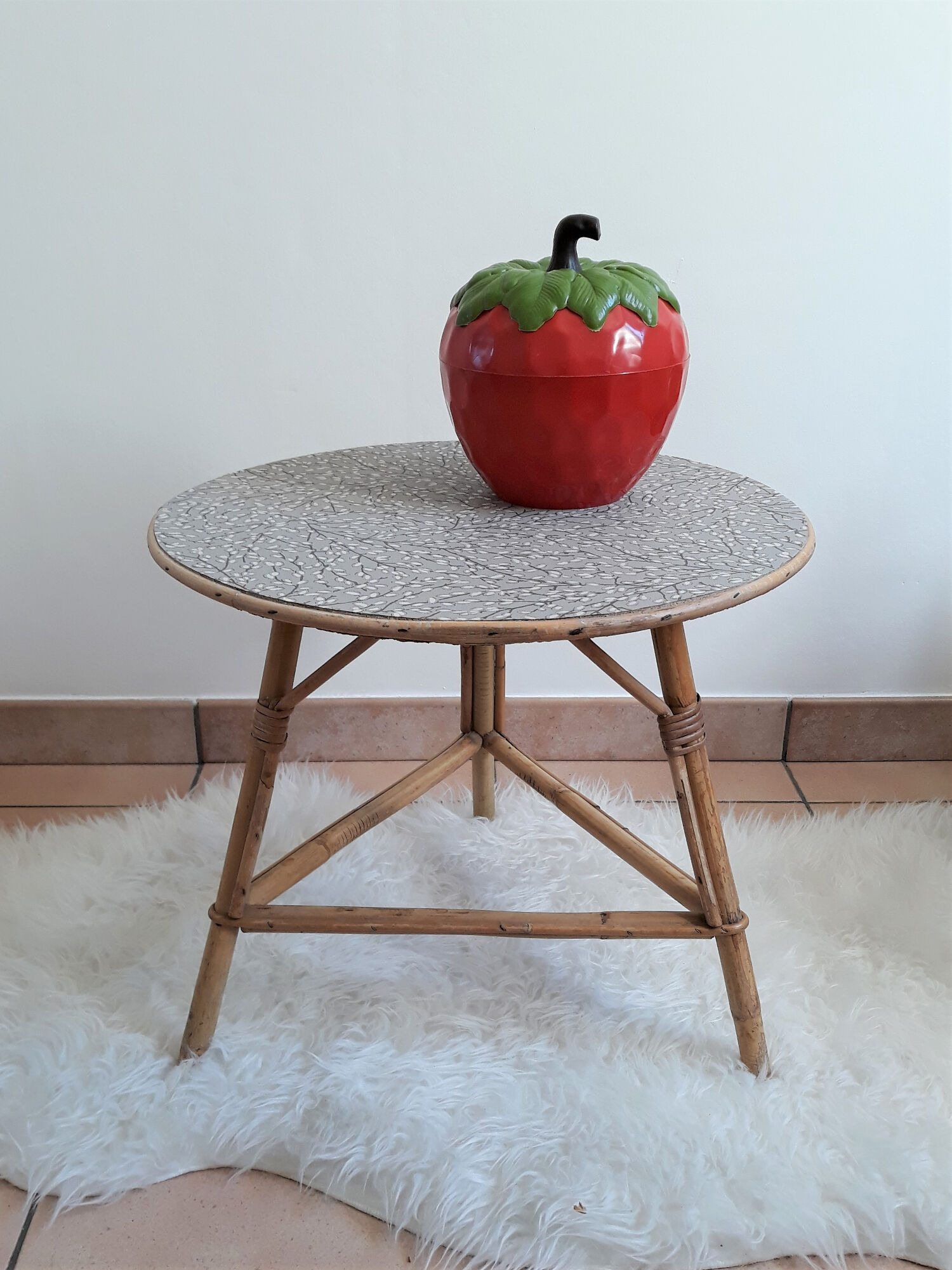 Table en rotin vintage 1960