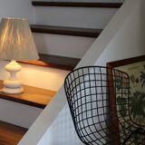 White wood lamp with rope shade