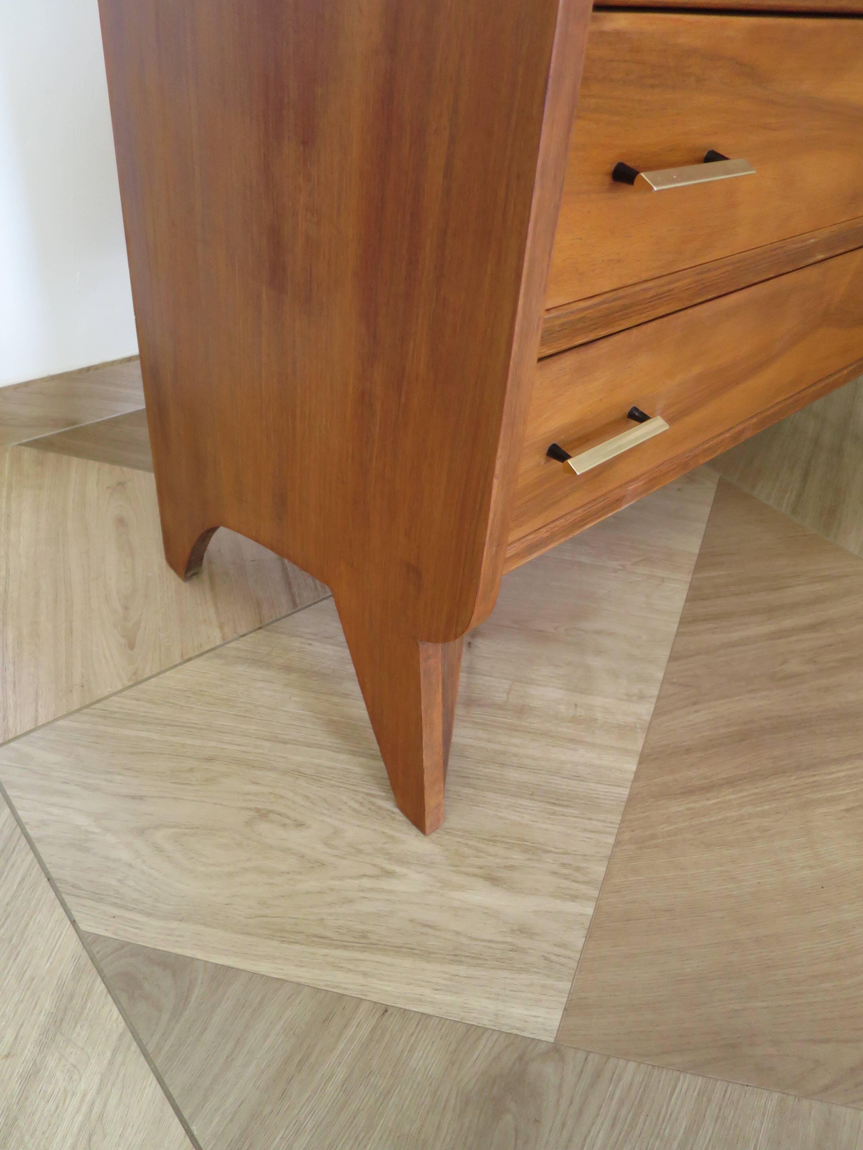 Cabinetmaker's chest of drawers - 4 drawers - golden oak - with oblique profile - compass feet - 1950