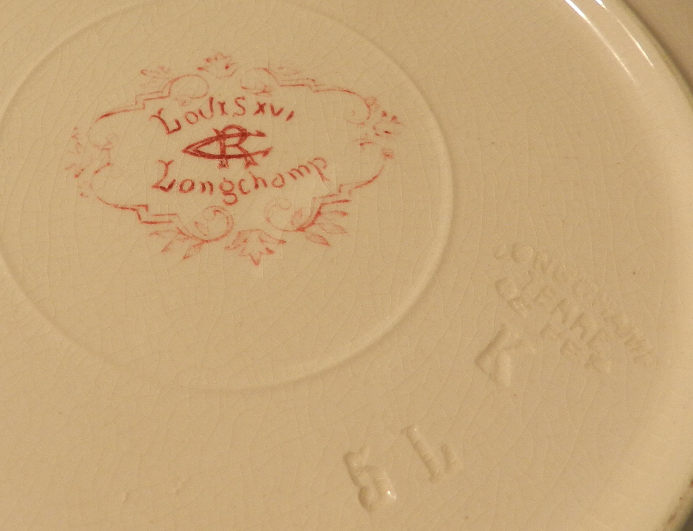 Table service party late 19th in earthenware Longchamp iron earth model louis XVI