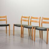 Niels Otto Moller Dining Chairs Model 84 Solid Beech Wood with Grey Velvet