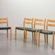 Niels Otto Moller Dining Chairs Model 84 Solid Beech Wood with Grey Velvet