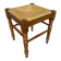 Vintage Turned Wood Stool + Woven Straw Seat #D893