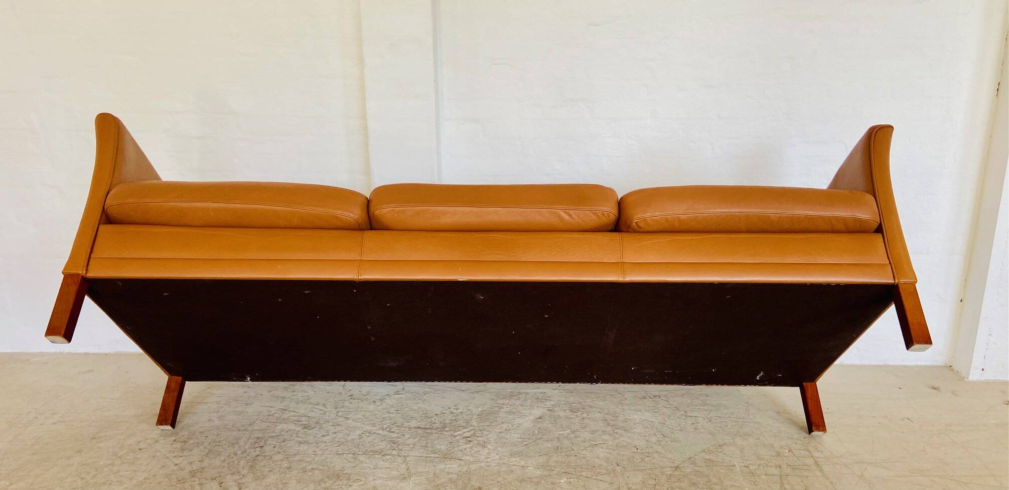 Vintage Danish mid-century Morgans Hansen cognac 3-seater sofa
