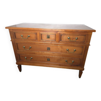 Louis XVI style cherry wood chest of drawers