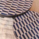 Set of two round and modern Zellige coffee tables