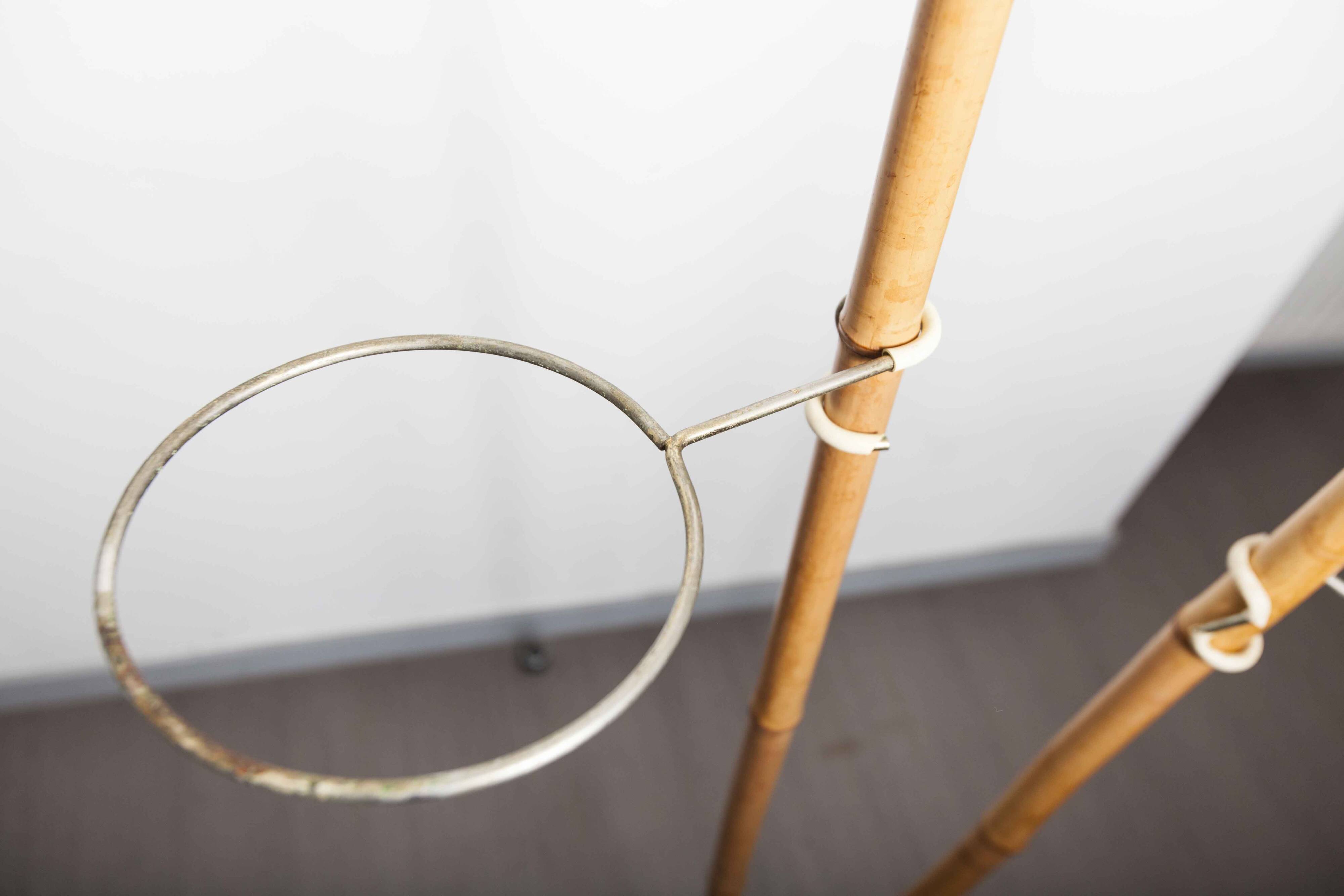 Indoor rotating plant holder 1960 bamboo and brass
