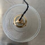 Lot 2 old vintage striated glass hanging lamps