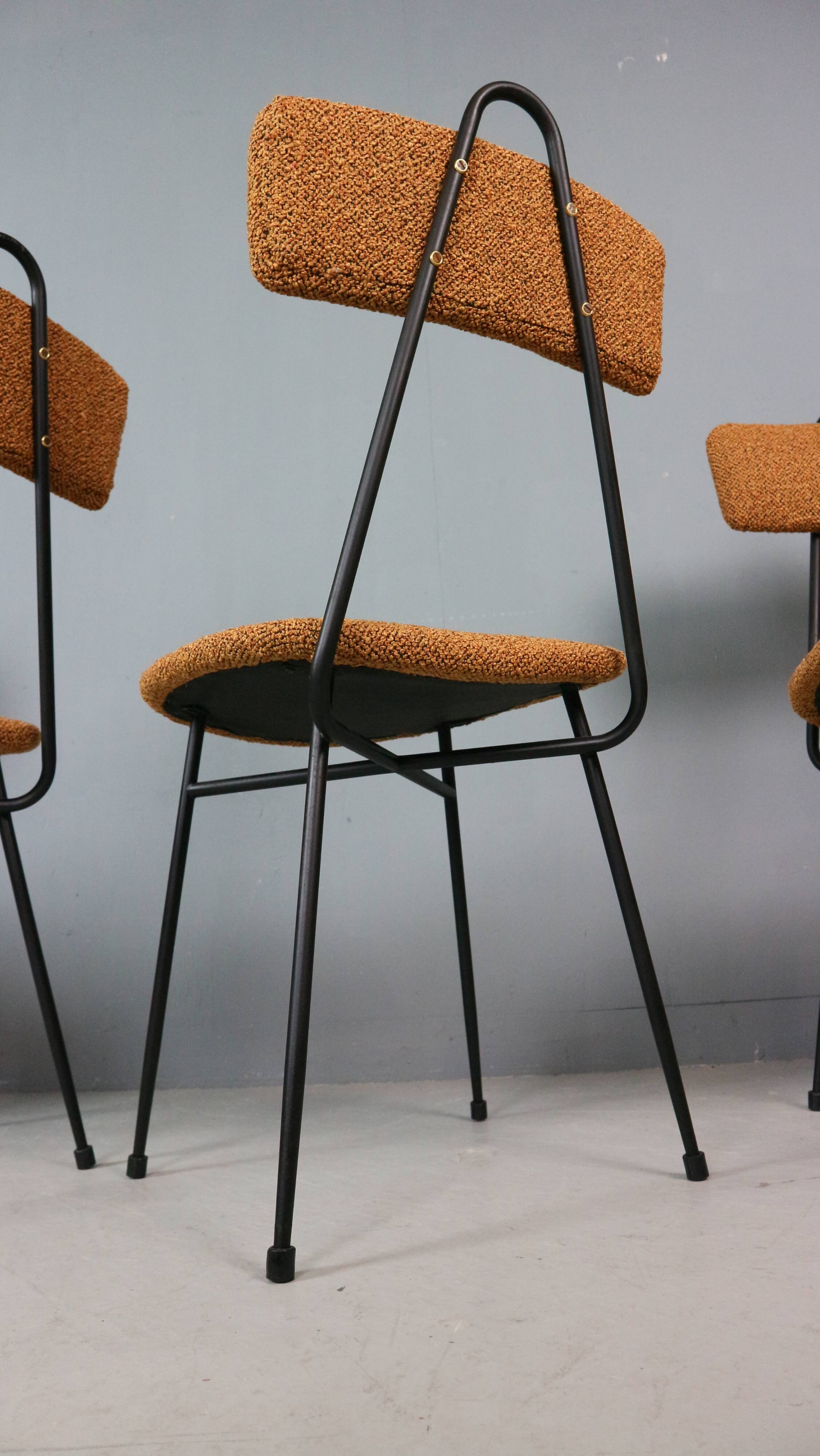 Set of 4 Italian dining chairs newly upholstered 1950s