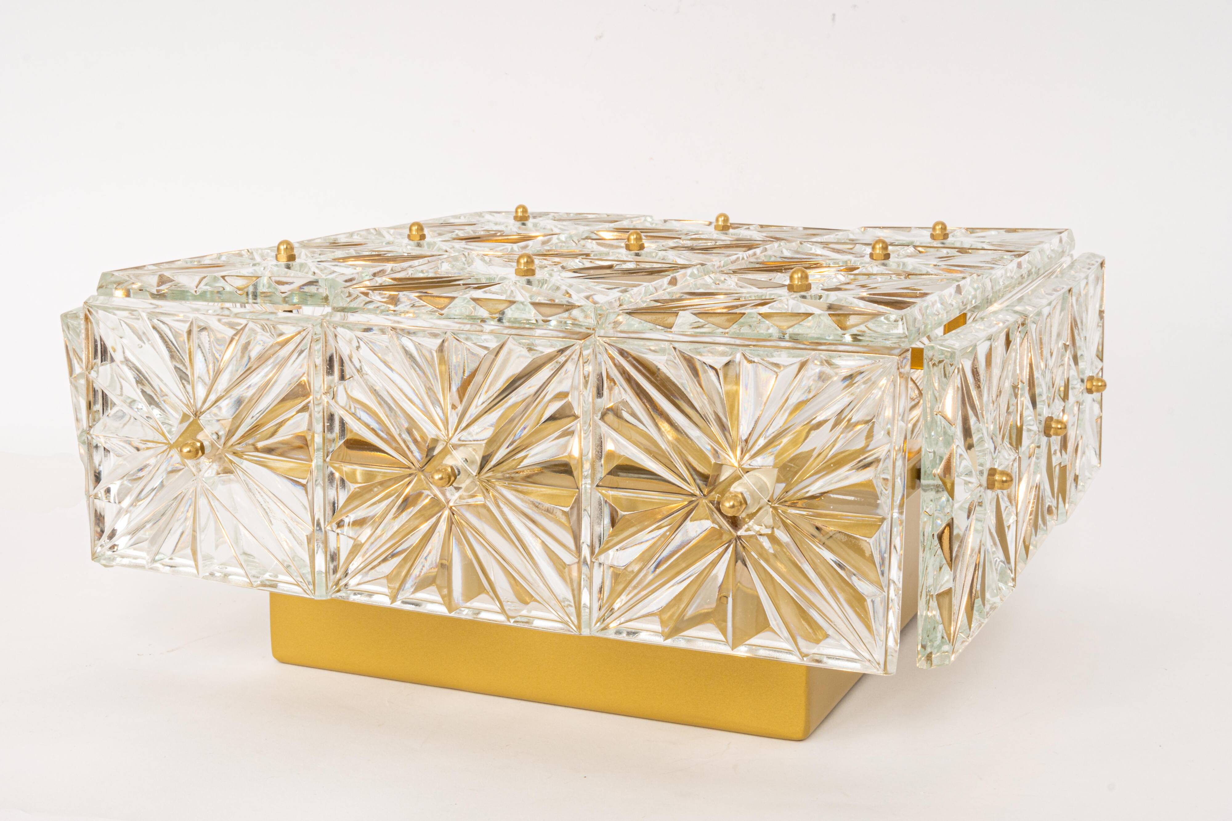Large ceiling light in faceted crystal by Kinkeldey, Germany.
