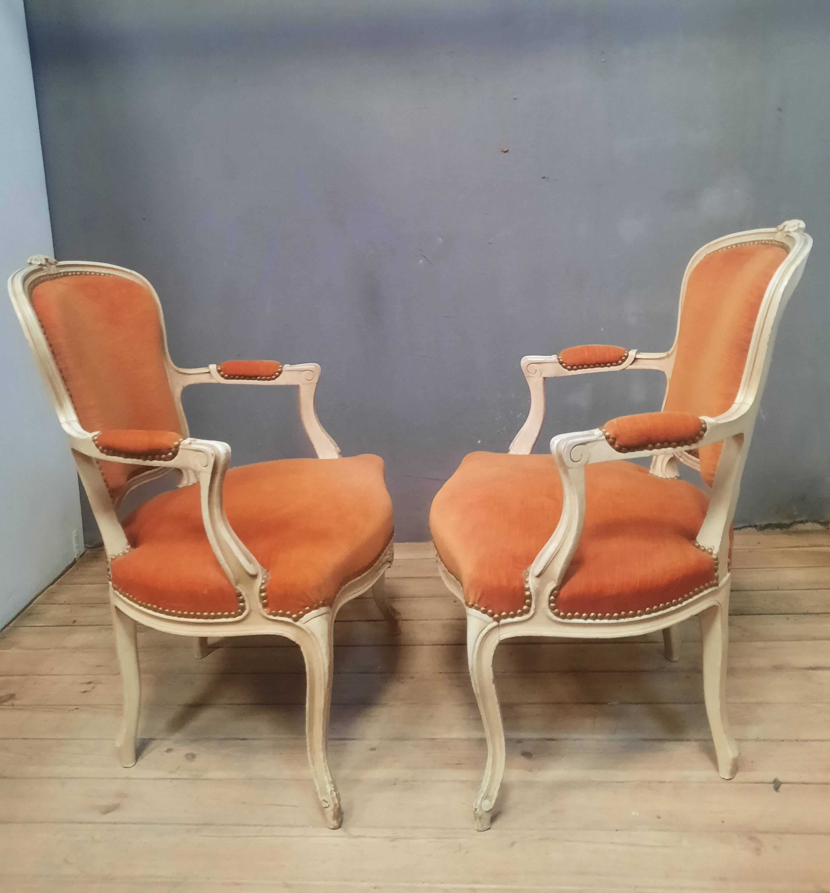 Pair of Louis XV "cabriolet" armchairs