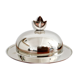 Individual butter dish in silver metal leaf decoration