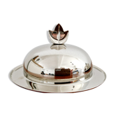 Individual butter dish in silver metal leaf decoration