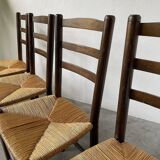 Set of 4 straw chairs from the 50s Dudouyt