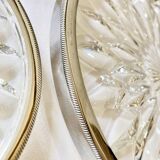 Dish and coaster in chiseled crystal and silver metal