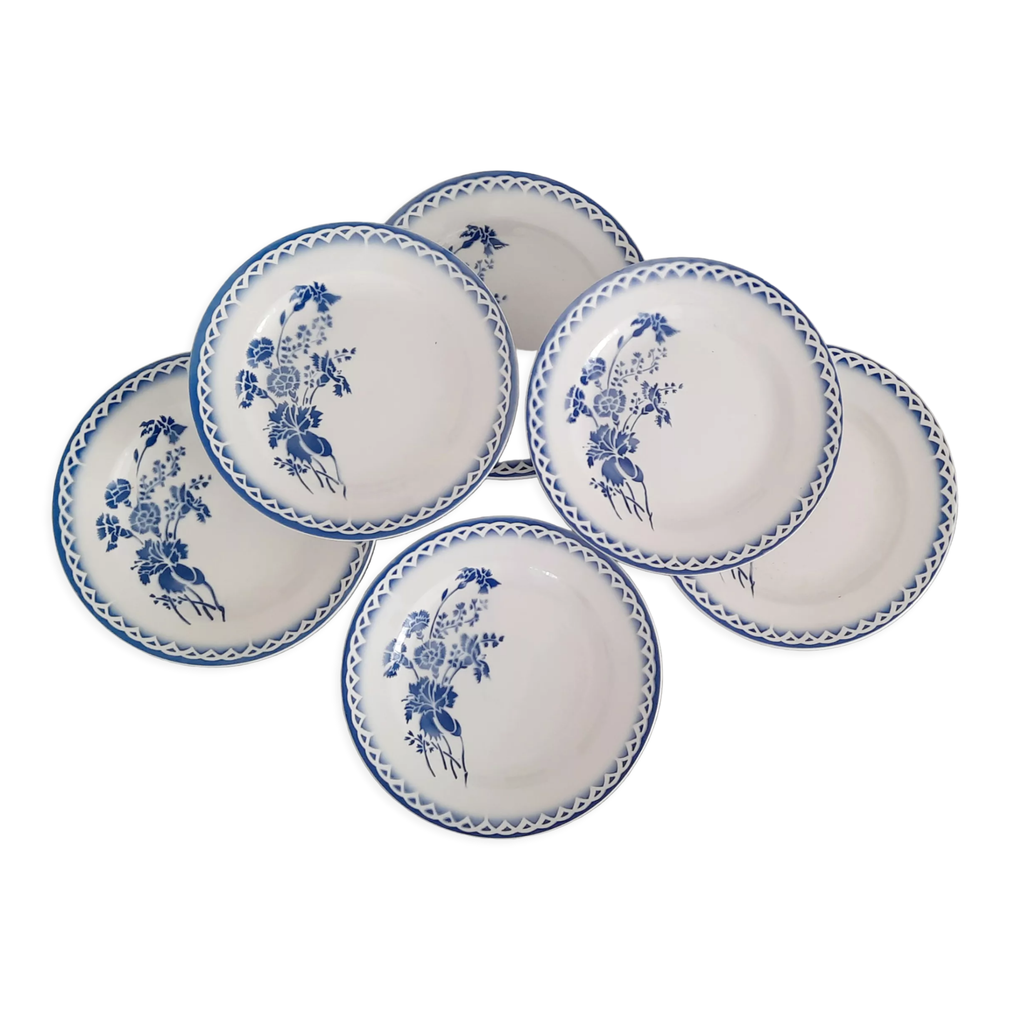 6 plates old earthenware Digoin Sarreguemines model annick vintage