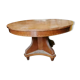 Beautiful art deco round table with central cask, 1930/40 marquetry decoration
