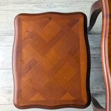 Set of 3 nesting tables - Louis XV style - cherry wood - parquet pattern marquetry decor (parquetry)