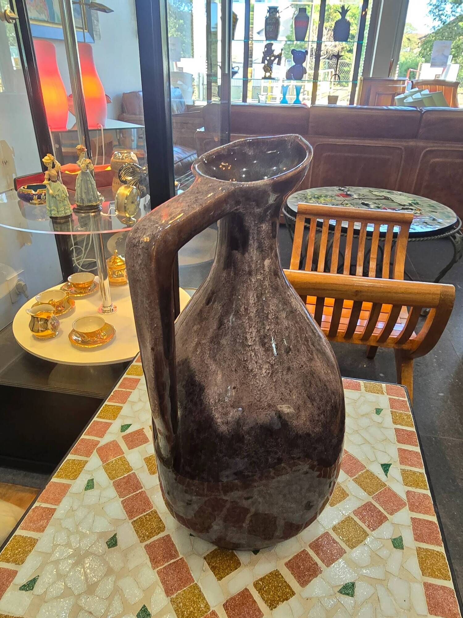 Large pitcher / sculptural vase Accolay – Potters of Accolay – 1950s-60s – signed, No. 3 – H. 33 cm