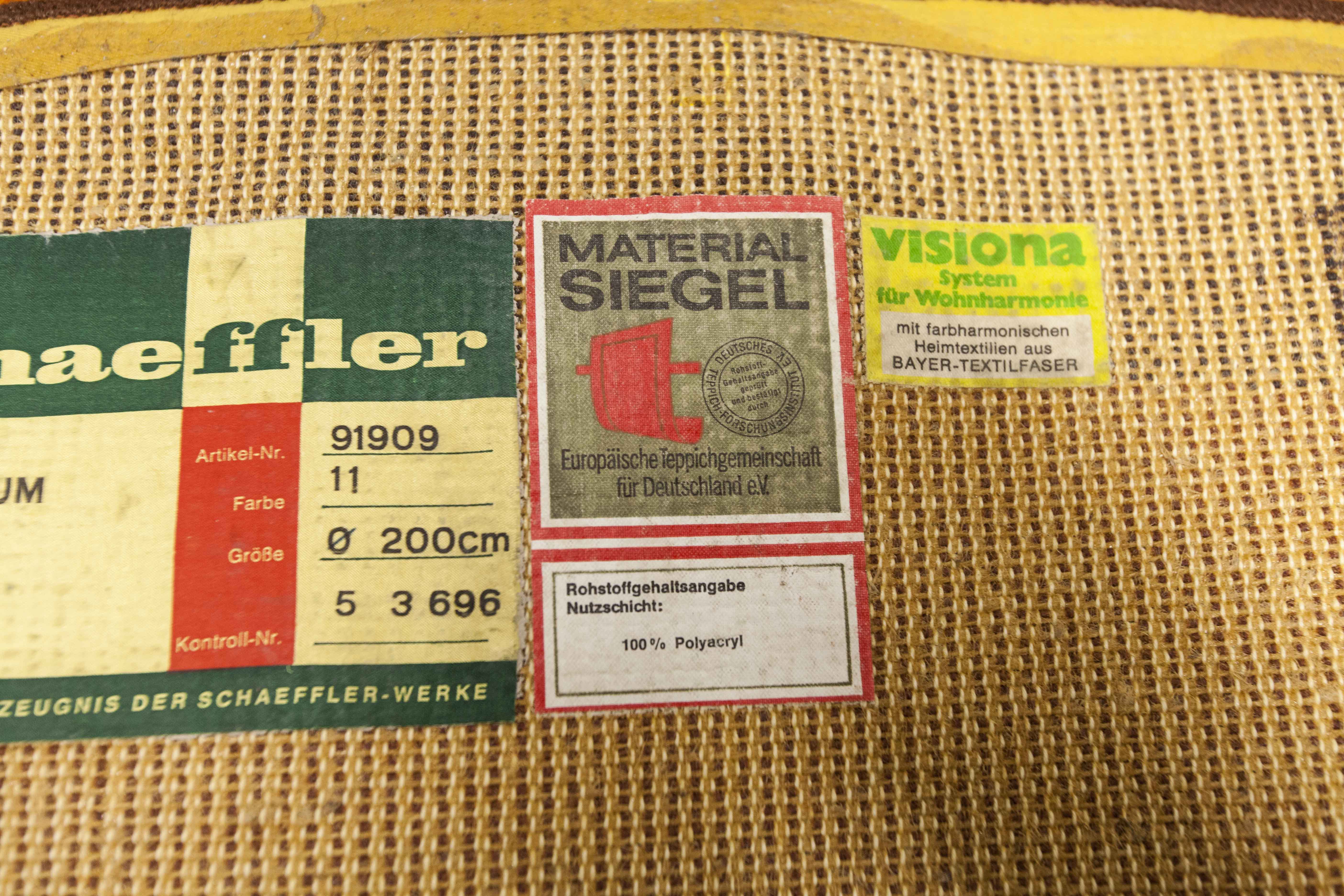 Round carpet 2m Scandinavian Schaeffler model "Atrium" synthetic from 1977