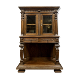 Cabinet vitrine sur console style Renaissance en chene massif vers 1850