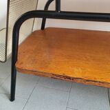 Vintage 1950 coffee table magazine rack in steel & beech 50s rockabilly zazou