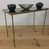 Brass side table, golden bamboo, 1950s