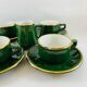 Bistro Coffee Service Cups Saucers and Green Faceted Milk Jug