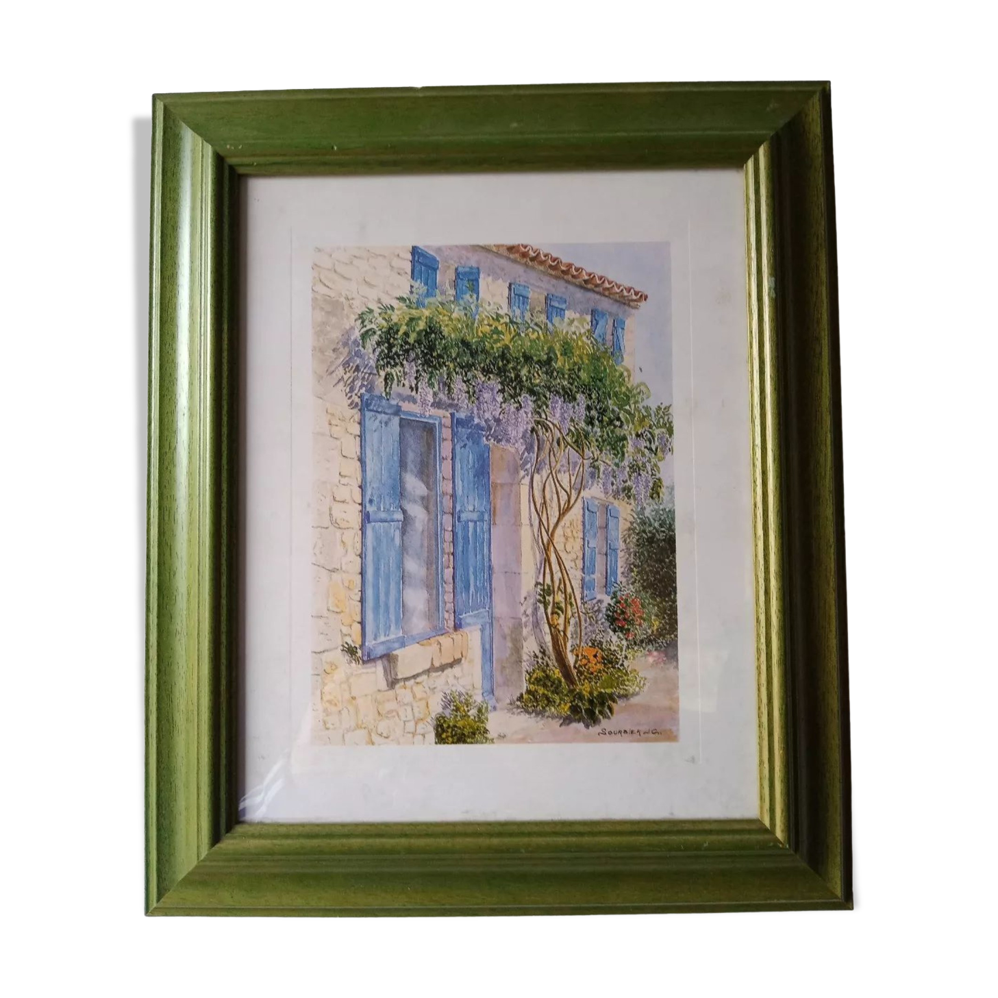Reproduction of watercolor beautiful entrance of a Provencal house