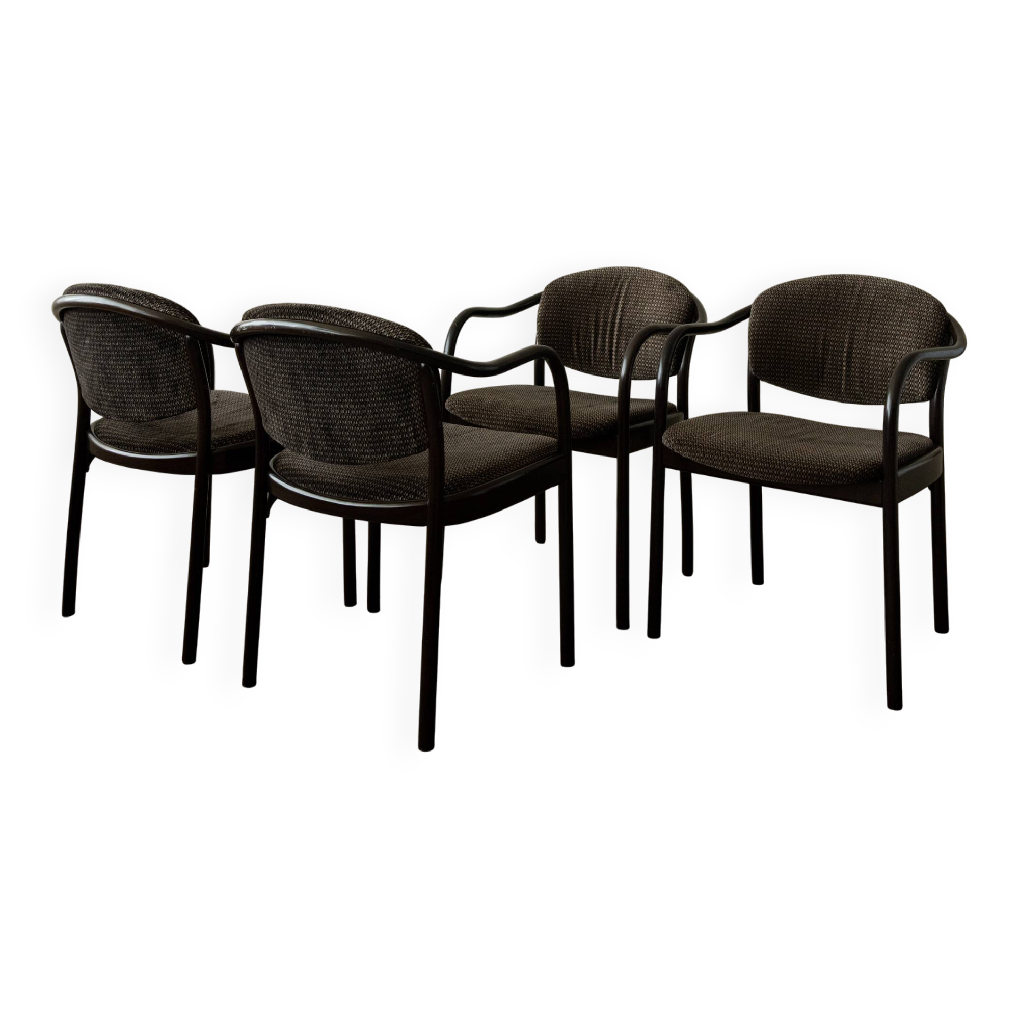 4 chaises de salle à manger postmodernes en bois cintré 235 F par Hartmut Lohmeyer Thonet, années 1980