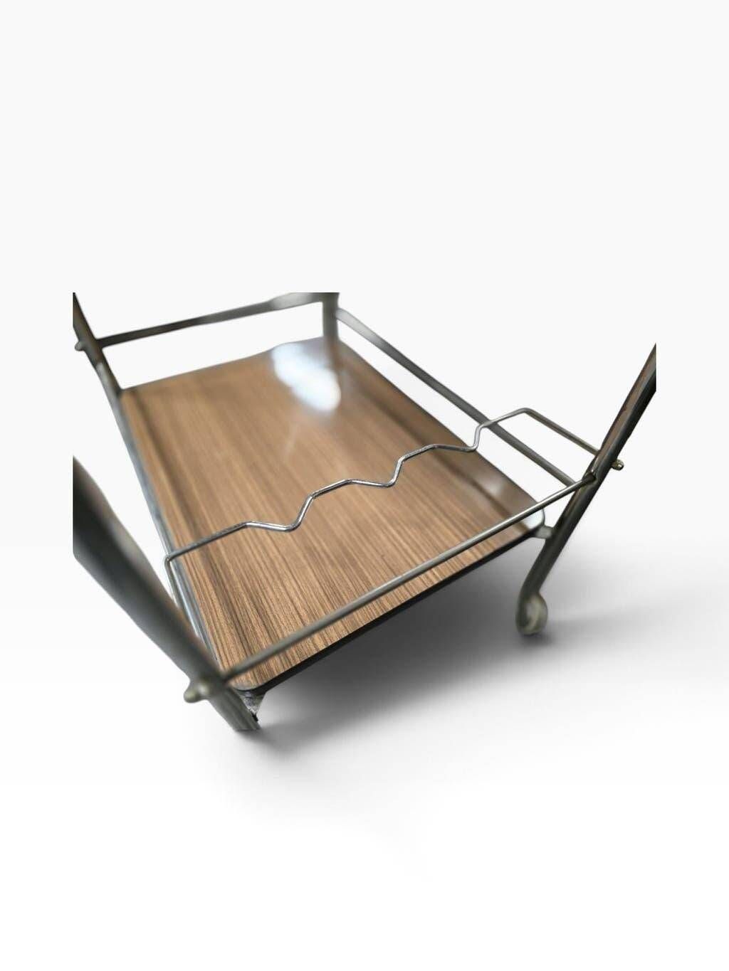 Vintage chrome bar cart/rolling table/tea trolley