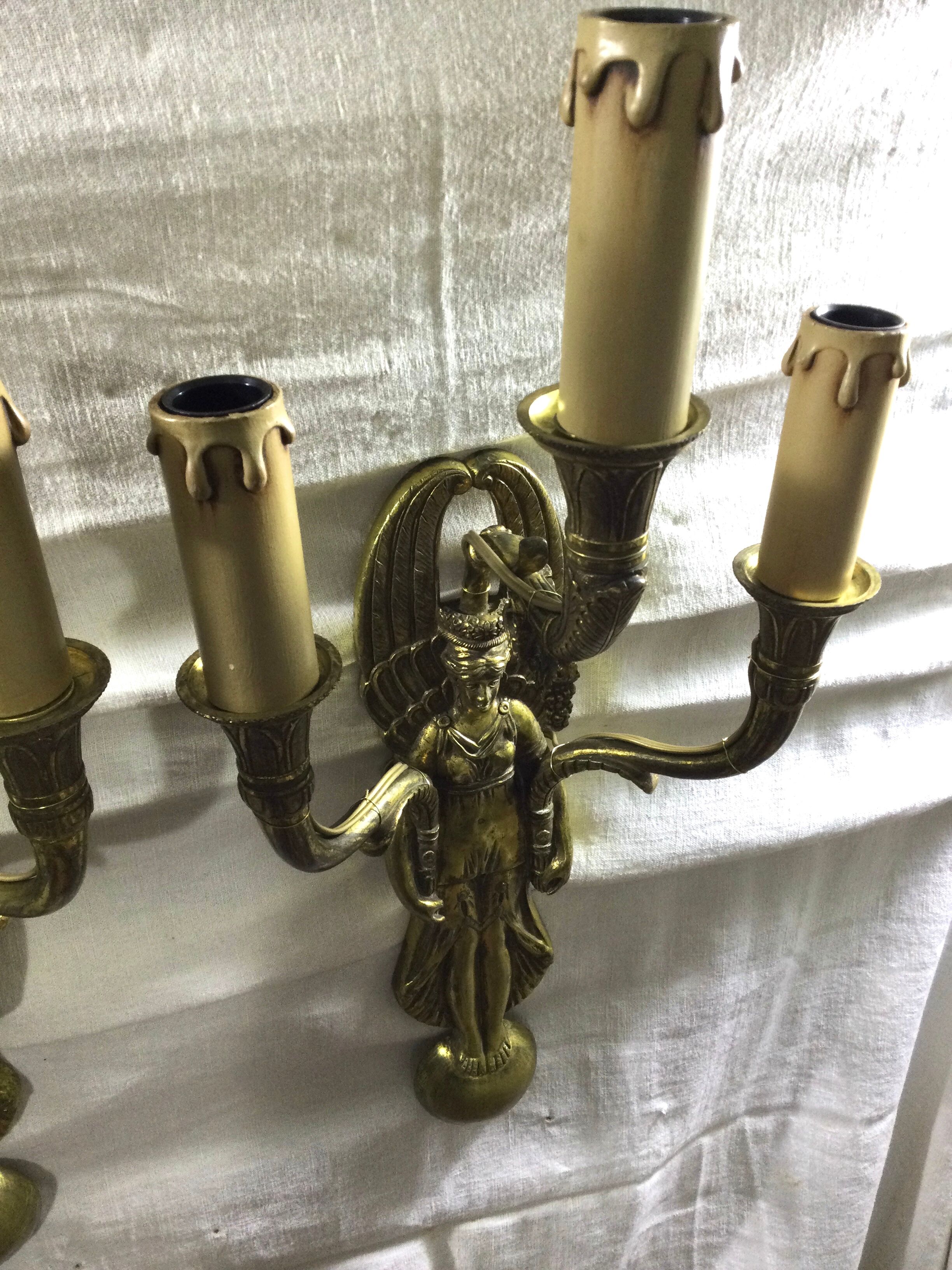 Pair of bronze empire sconces