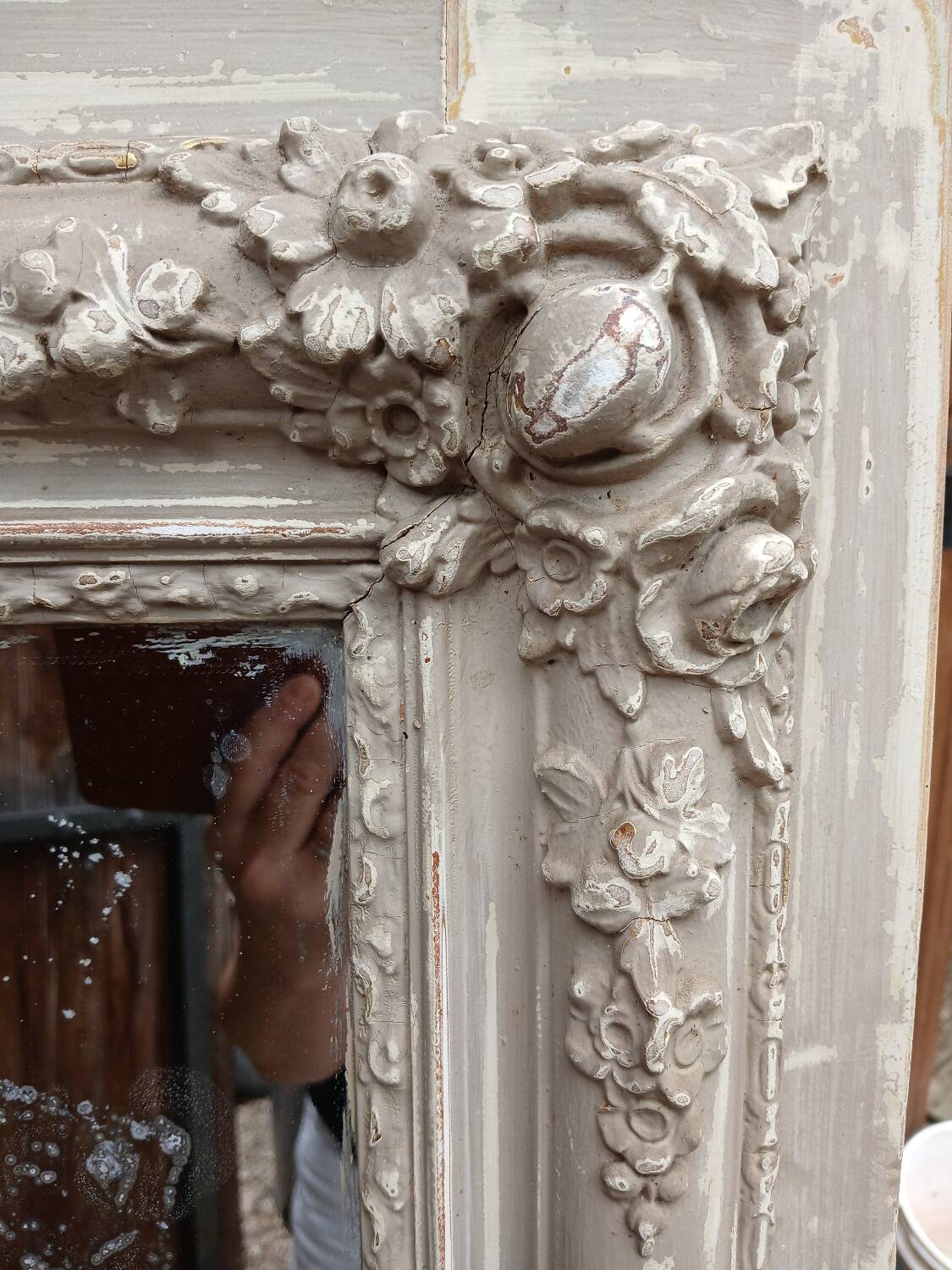 Large antique mirror/wooden frame