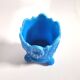 Portieux Gothic opaline goblet candle holder in blue opaline signed - 1910