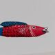Poisson Bozo rouge et bleu en bois  (Mali)