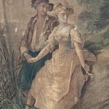 Large old tapestry in a solid wood frame.