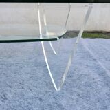 1980s design coffee table in glass and perspex (lucite)