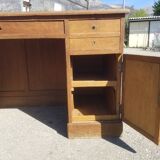 Old wooden administration office with sliding shelf