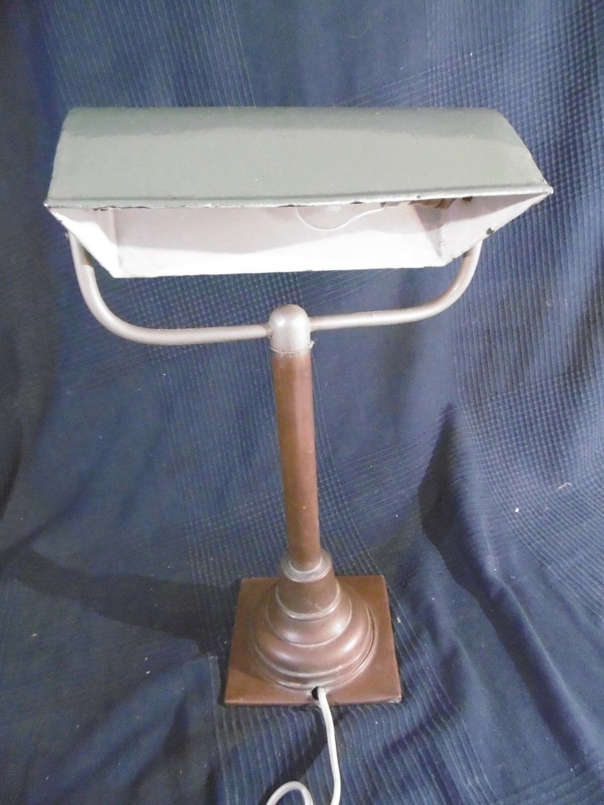 Copper desk lamp and industrial green enamel lampshade 1900