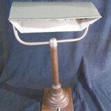Copper desk lamp and industrial green enamel lampshade 1900