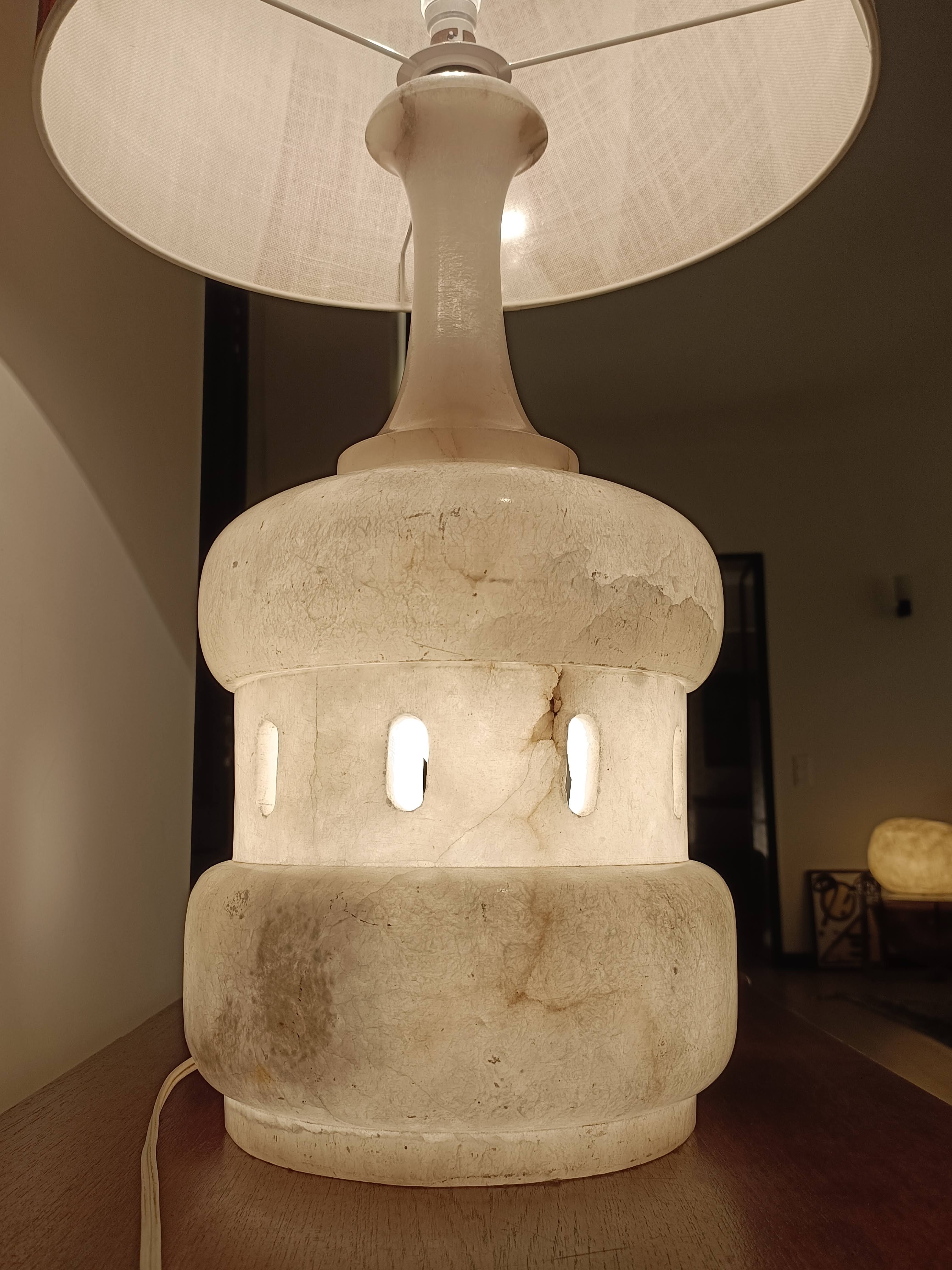Vintage lamp from 1970 in alabaster - Italian lampshade