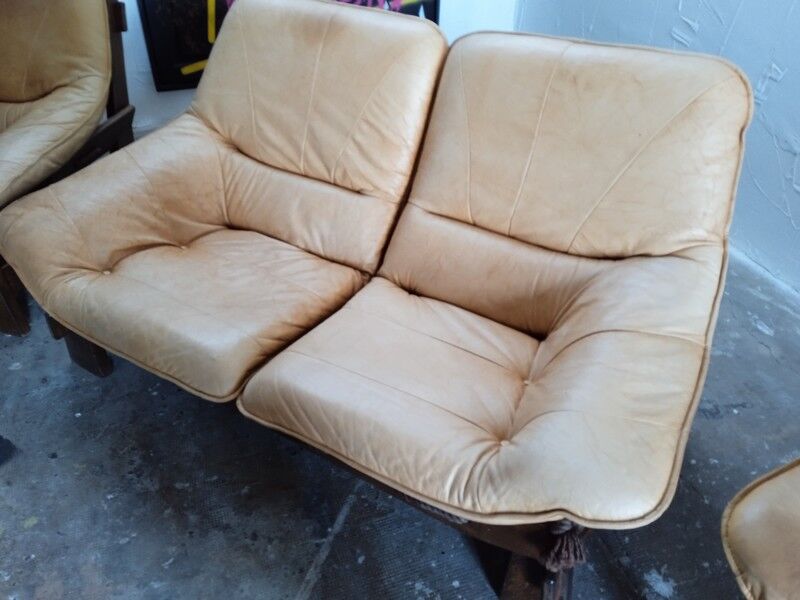 Brazilian living room sofa 2 armchairs Ep 1960 leather