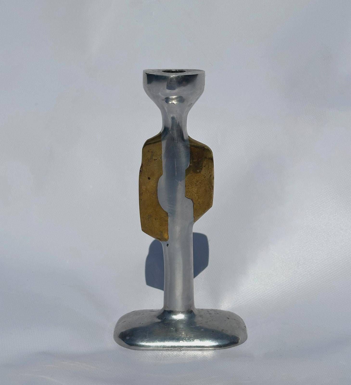 David Marshall sculptural candlestick, metaland bronze