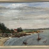 Oil on canvas Kervoyal beach Damgan, Morbihan - H. Delille